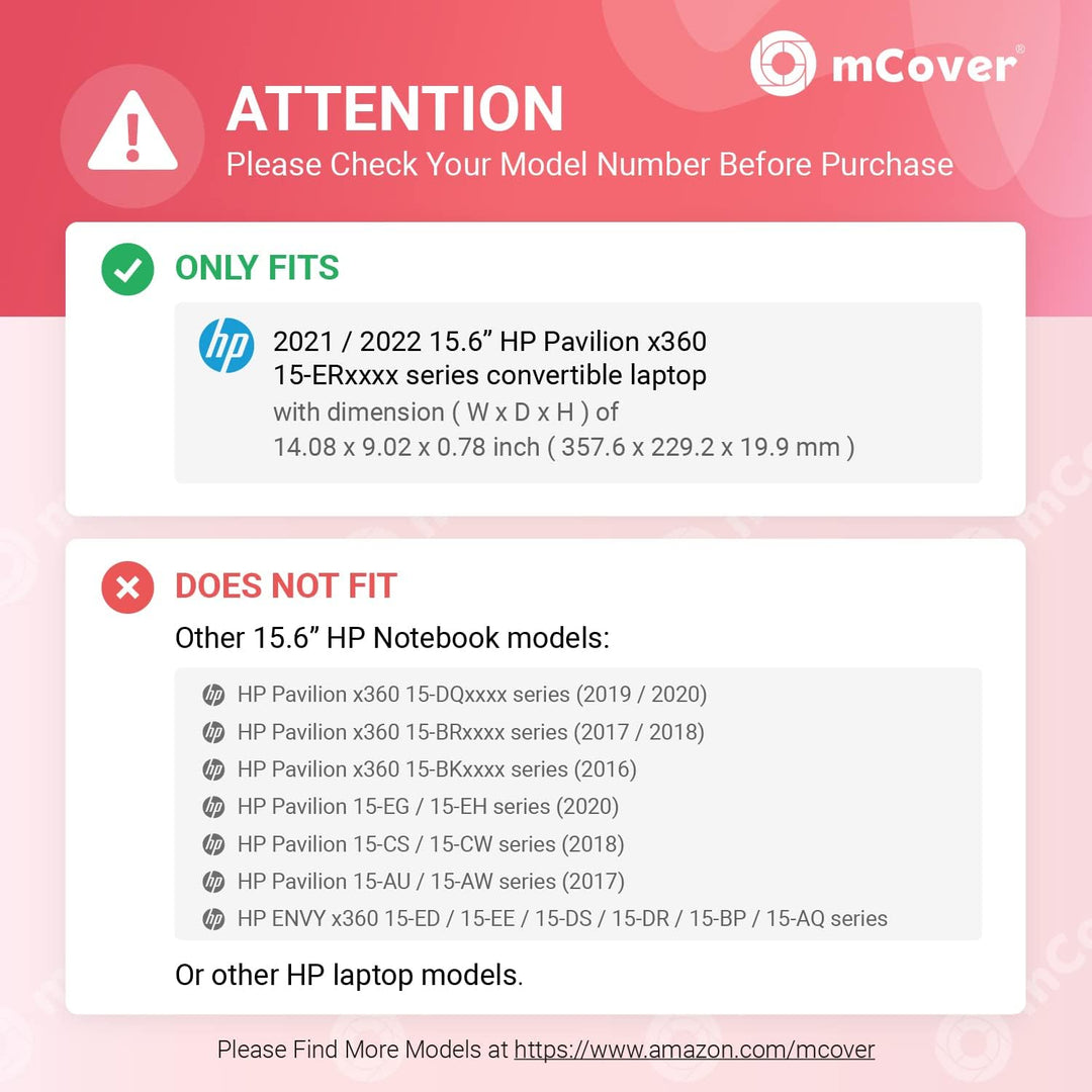 mCover Hartschalen-Schutzhülle, nur kompatibel mit HP Pavilion x360 15-ERxxxxxx Serie 2021 - 2022, 1