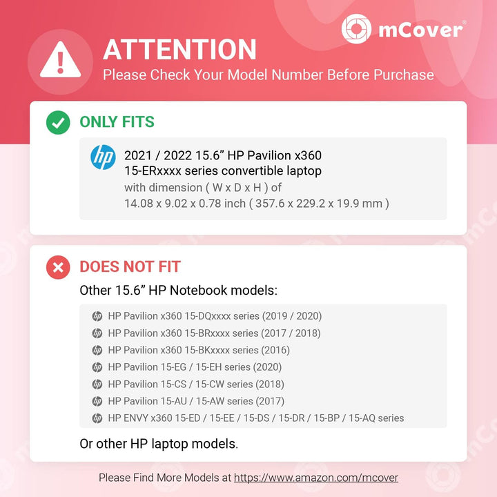 mCover Hartschalen-Schutzhülle, nur kompatibel mit HP Pavilion x360 15-ERxxxxxx Serie 2021 - 2022, 1