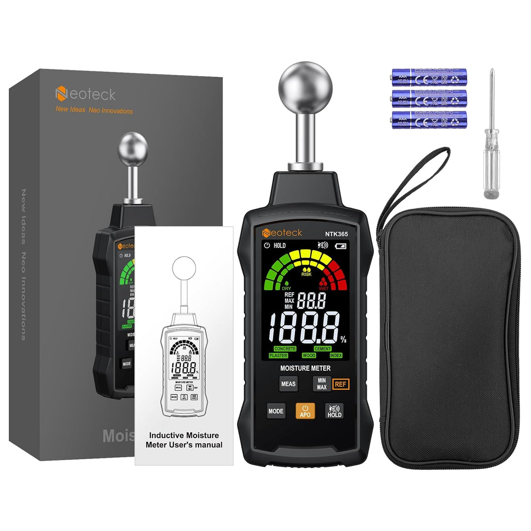 Neoteck Pinless Feuchtigkeitsmesser mit Farb-LCD und akustischem Alarm Sonden-Feuchtigkeitsmessgerät