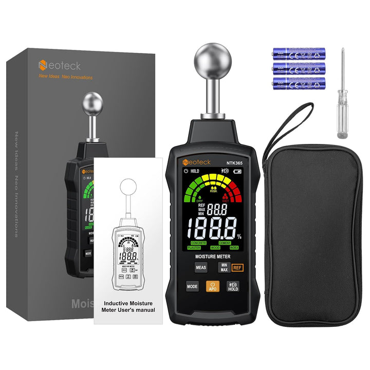 Neoteck Pinless Feuchtigkeitsmesser mit Farb-LCD und akustischem Alarm Sonden-Feuchtigkeitsmessgerät