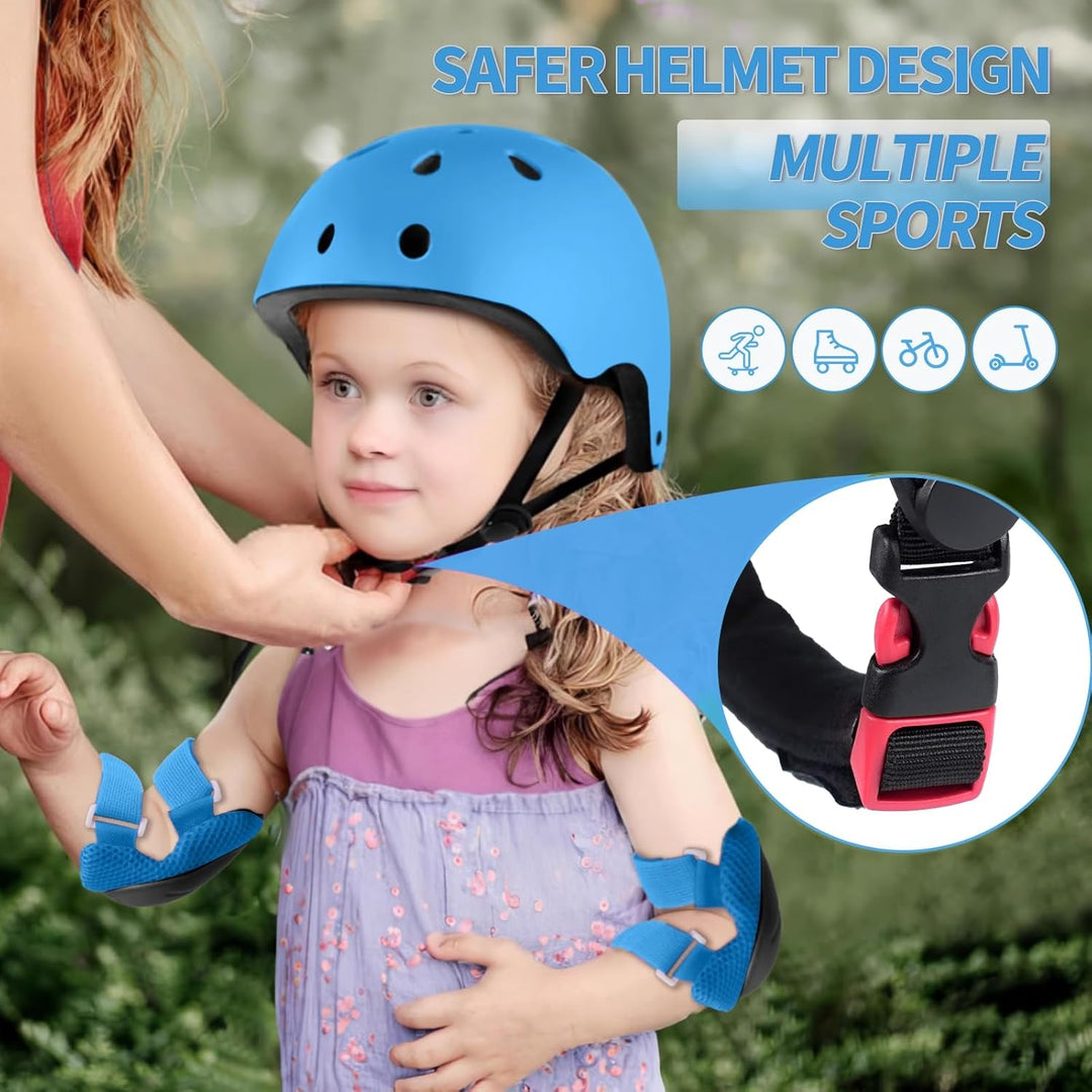 LANOVAGEAR Kinderhelm mit Knieschützern Ellbogenschützern Handgelenkschützern Schonerset Kinder Helm