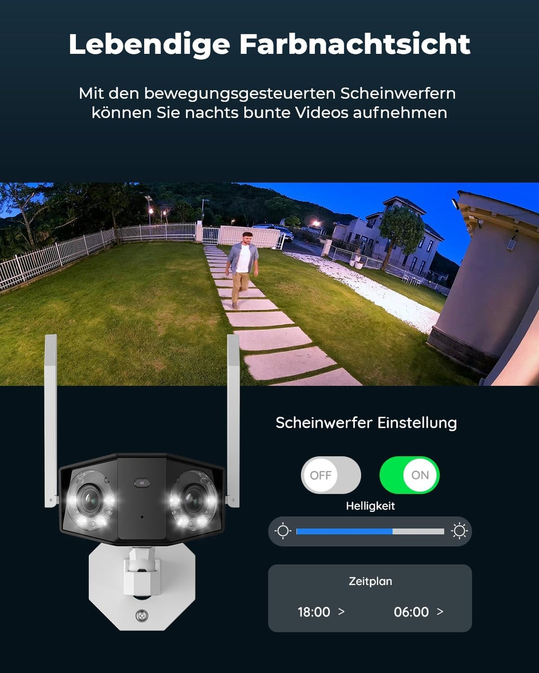 Reolink 4K Dual-Lens WLAN Überwachungskamera Aussen, 180° Ultra-Weitwinkel, Person-/Fahrzeug-/Hausti