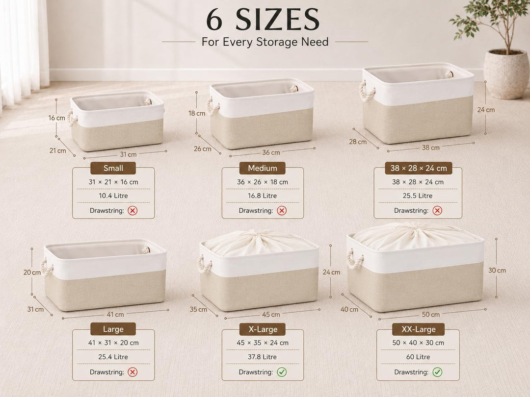 Mangata Grosse Aufbewahrungsbox 4er Set, Canvas Stoff Aufbewahrungskörbe mit Griffen für Schränke, K