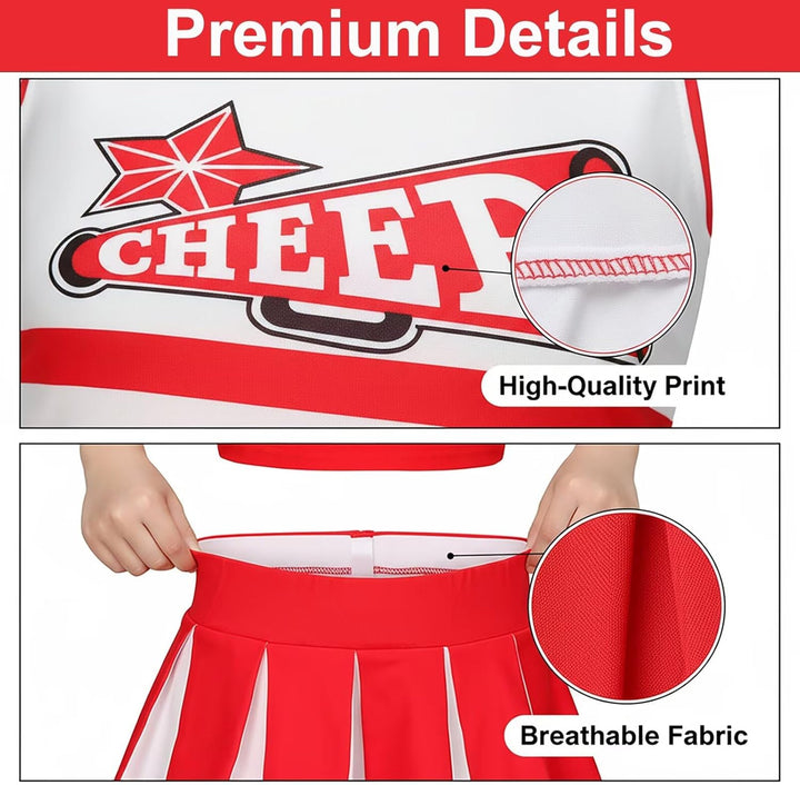 Kostüm Pompom Karneval Mädchen Kostüm Cheerleader Mädchen mit Haarspange Schleife Majorette Stick Po