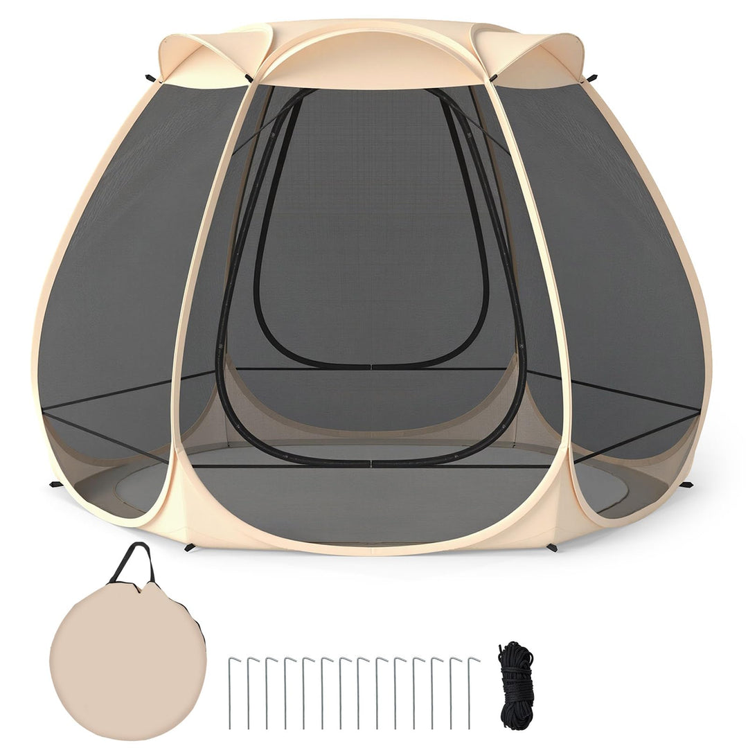 FANTASK Pop-Up-Zelt, faltbares Pavillon mit Rundum-Mesh &amp; Tragetasche &amp; Sonnendach, Sonnenschutzzelt