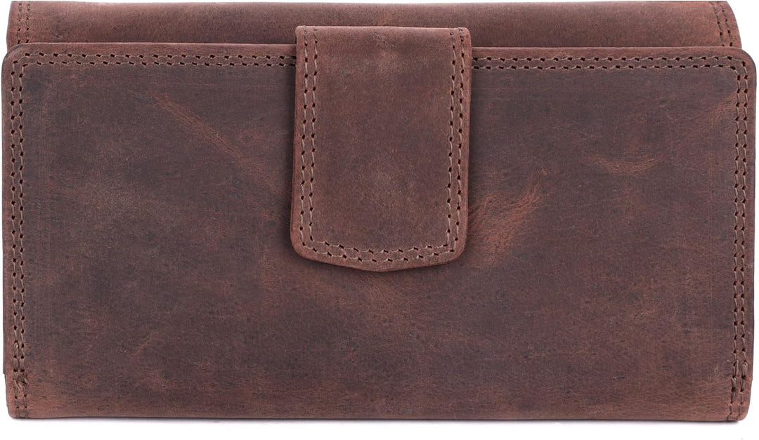 Benthill Geldbörse Gross Echt-Leder | Damen Portemonnaie XXL mit RFID Schutz | Vintage Frauen Geldbe