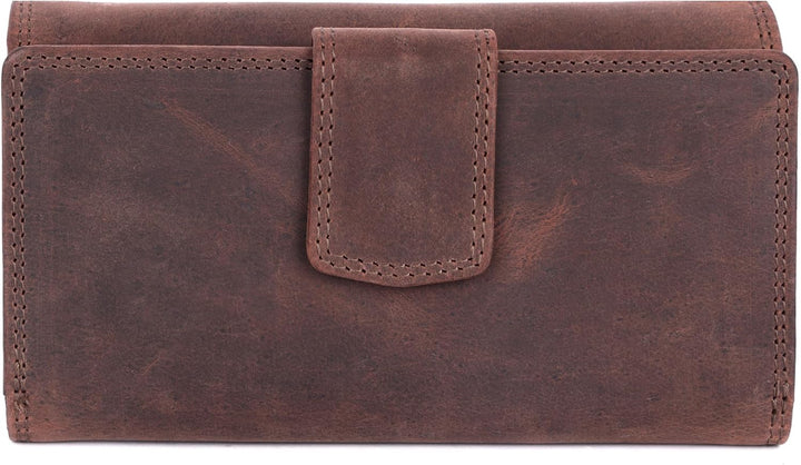 Benthill Geldbörse Gross Echt-Leder | Damen Portemonnaie XXL mit RFID Schutz | Vintage Frauen Geldbe