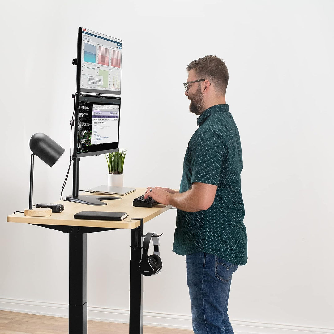 VIVO Stand-V002L Ständer für 2 Bildschirme bis zu 76,2 cm (30 Zoll) vertikal Vertikale Anordnung., V