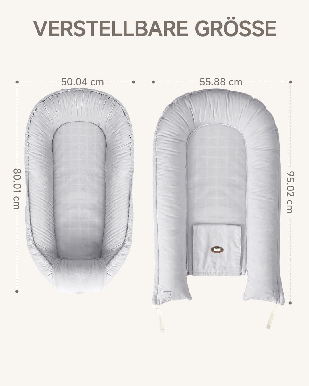 Babynest Neugeborene 95x56cm,Vollständig Abnehmbar Nestchen Baby,0-6 Monate | Babynestchen Neugebore
