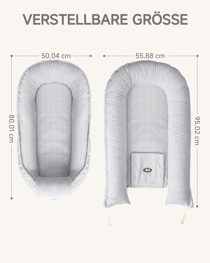 Babynest Neugeborene 95x56cm,Vollständig Abnehmbar Nestchen Baby,0-6 Monate | Babynestchen Neugebore