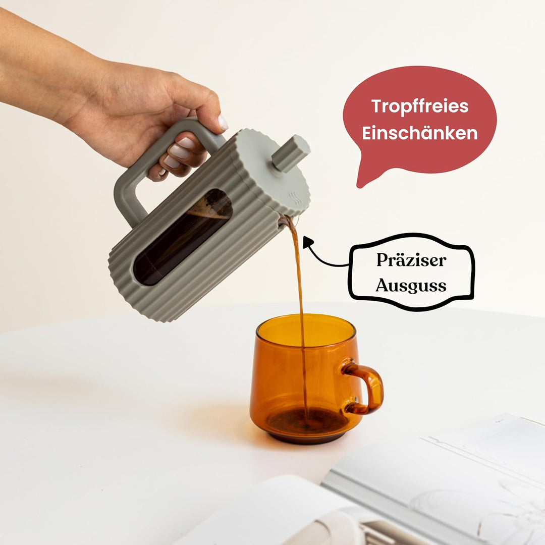 Driply French Press aus Glas – Edelstahlfilter & hitzebeständiges Borosilikatglas – 1000 ml (1L, 1 L