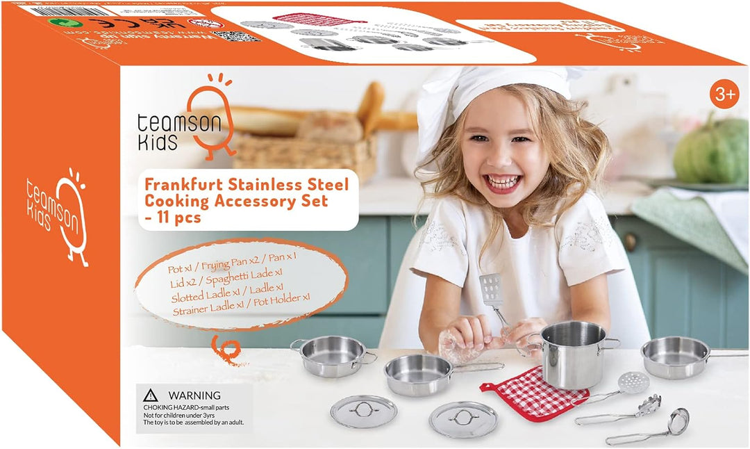 Teamson Kids - Little Chef Frankfurt Edelstahl Kochzubehör-Set - Multi-Color- 11 Stück