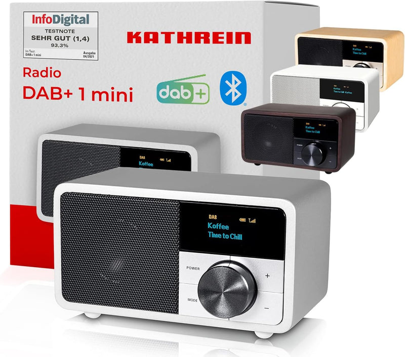 Kathrein DAB Plus Radio Mini I Digitalradio DAB+ u. UKW mit Bluetooth, Aux 3,5mm & Akku I kleines Kü