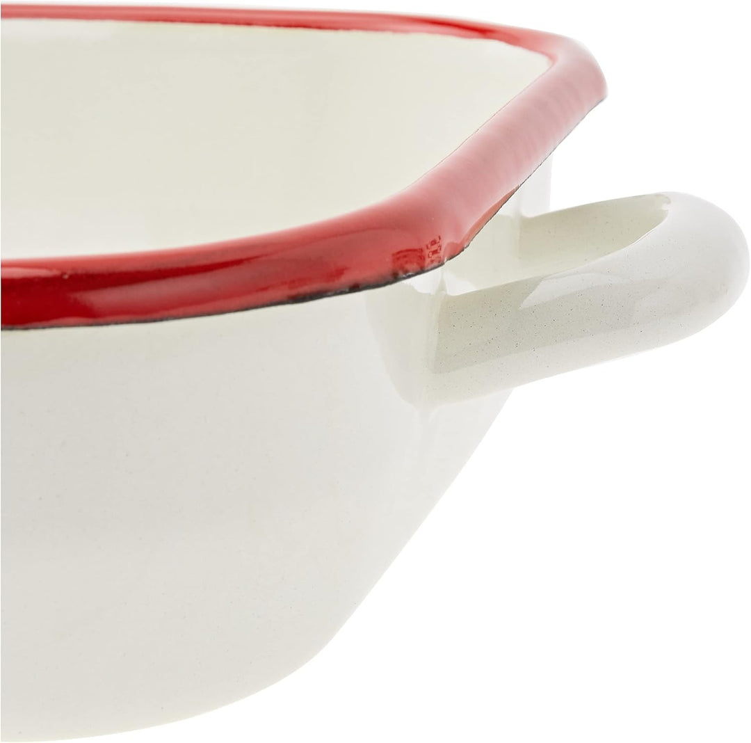 Ibili 909932 Bräter mit Griffen aus emailliertem Stahl, weiss/rot, 32 x 16 x 7 cm