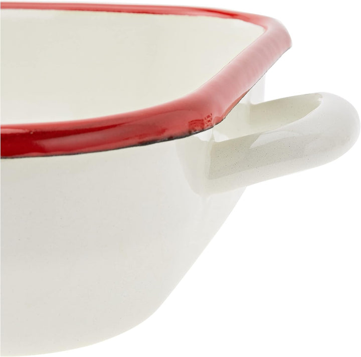 Ibili 909932 Bräter mit Griffen aus emailliertem Stahl, weiss/rot, 32 x 16 x 7 cm