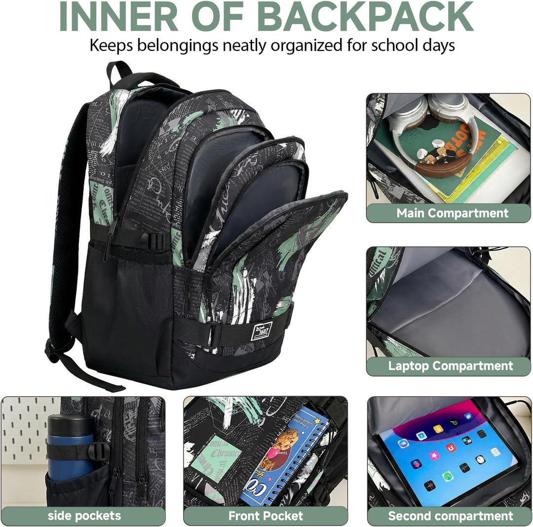 Amythe Schulrucksack Jungen Teenager, Rucksack Schule Gymnasium Oberstufe Schulranzen mit Trolley-Gu