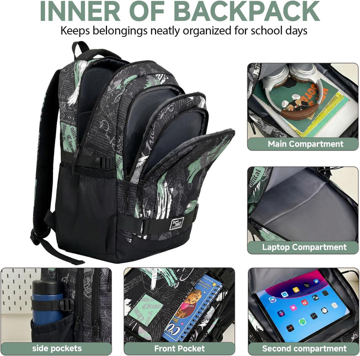 Amythe Schulrucksack Jungen Teenager, Rucksack Schule Gymnasium Oberstufe Schulranzen mit Trolley-Gu