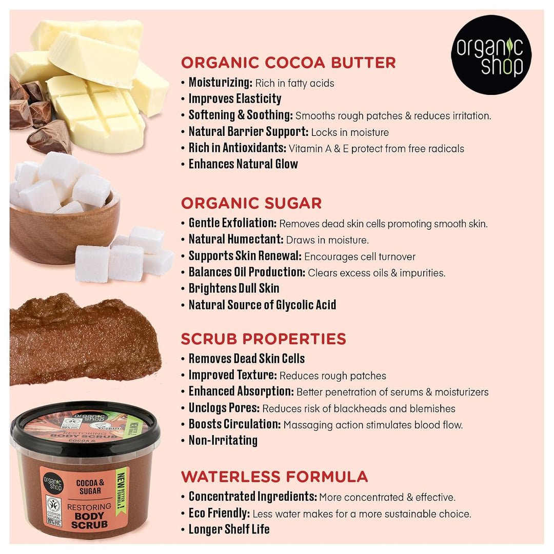 Organic Shop Body Scrub Natural Belgian Chocolate and Sugar 250 ml x 250 ml (1er Pack), x 250 ml (1e