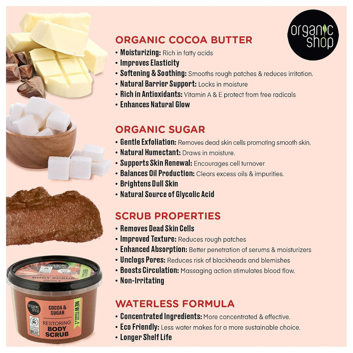 Organic Shop Body Scrub Natural Belgian Chocolate and Sugar 250 ml x 250 ml (1er Pack), x 250 ml (1e
