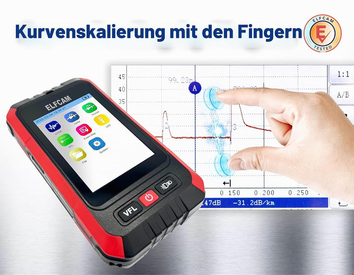 Elfcam - Mini OTDR Monomode 1310nm/1550nm, 22dB/20dB, bis zu 60km, mit Optischem Photometer/Multimet