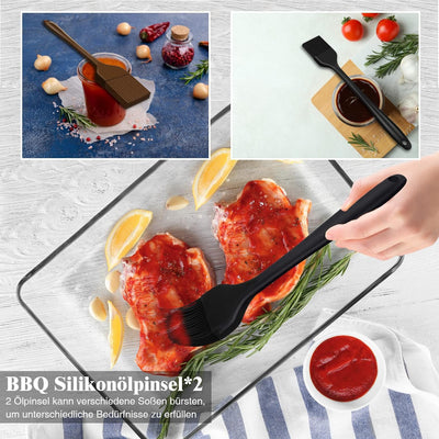 Grilliance BBQ Grillbesteck Set 30 Grillzubehör aus Hochwertiger Edelstahl Grillzange Grillspachtel