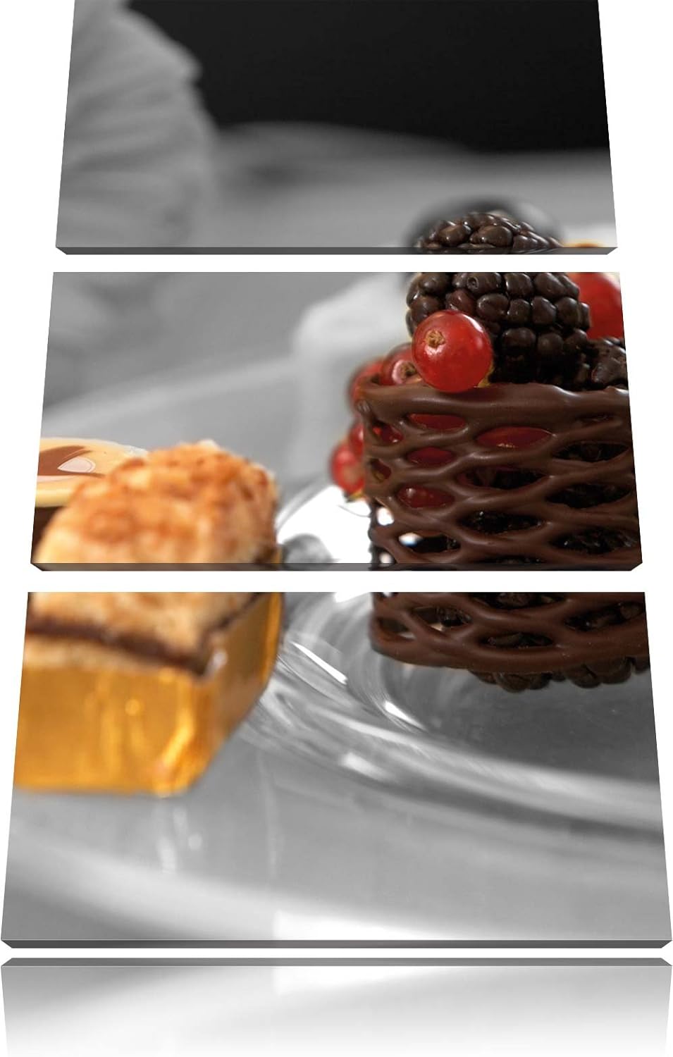 Pixxprint leckeres süsses Desserts als Leinwandbild/Grösse: 3 Teilig (120x80) cm/Wandbild/Kunstdruck
