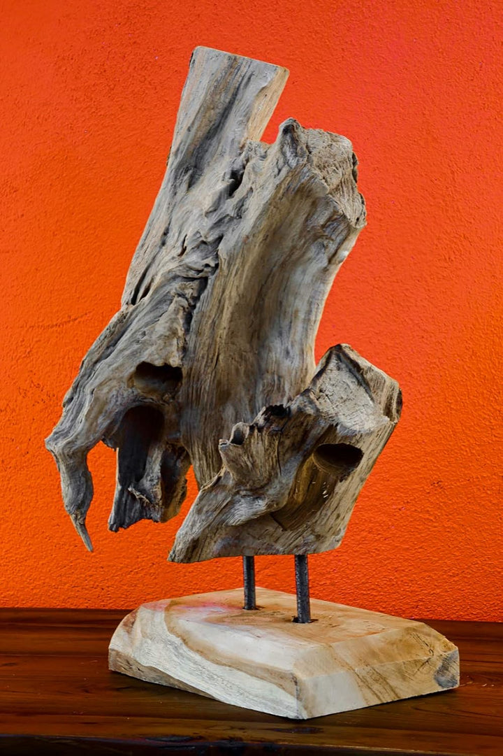 Kinaree Wurzelholz Flaschenständer M/XL/XXL - Wein Flaschenhalter aus Teak Holz - Rustikale Dekorati