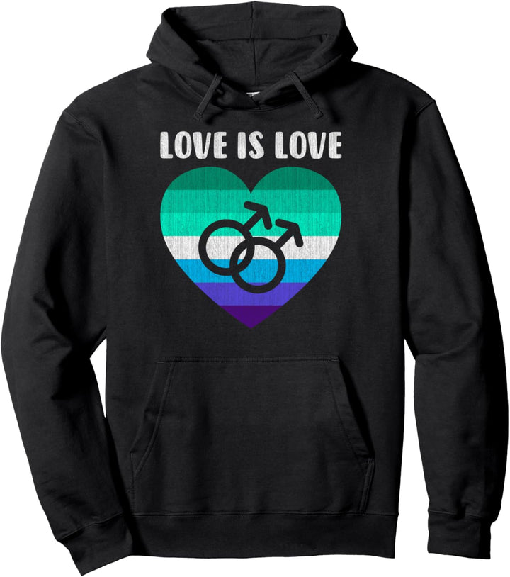 Gay Männer Symbol mit Herz, Liebe ist Liebe Pullover Hoodie