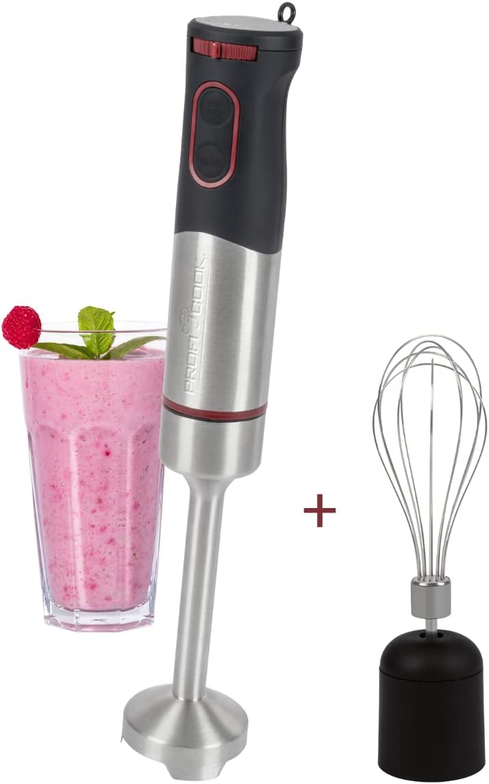 ProfiCook Stabmixer/Pürierstab/Handmixer | 2in1- Set | Edelstahl-Schneebesen | ideal für Smoothies/C