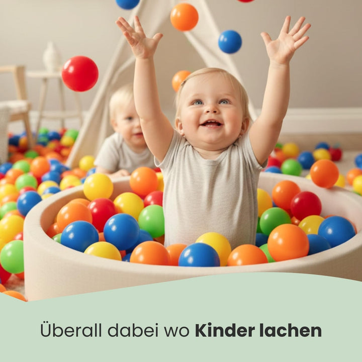 LittleTom 100 Bälle für Bällebad - 7cm Plastik Bälle Kinder Spielbälle - Babyball zum Greifen - Plas