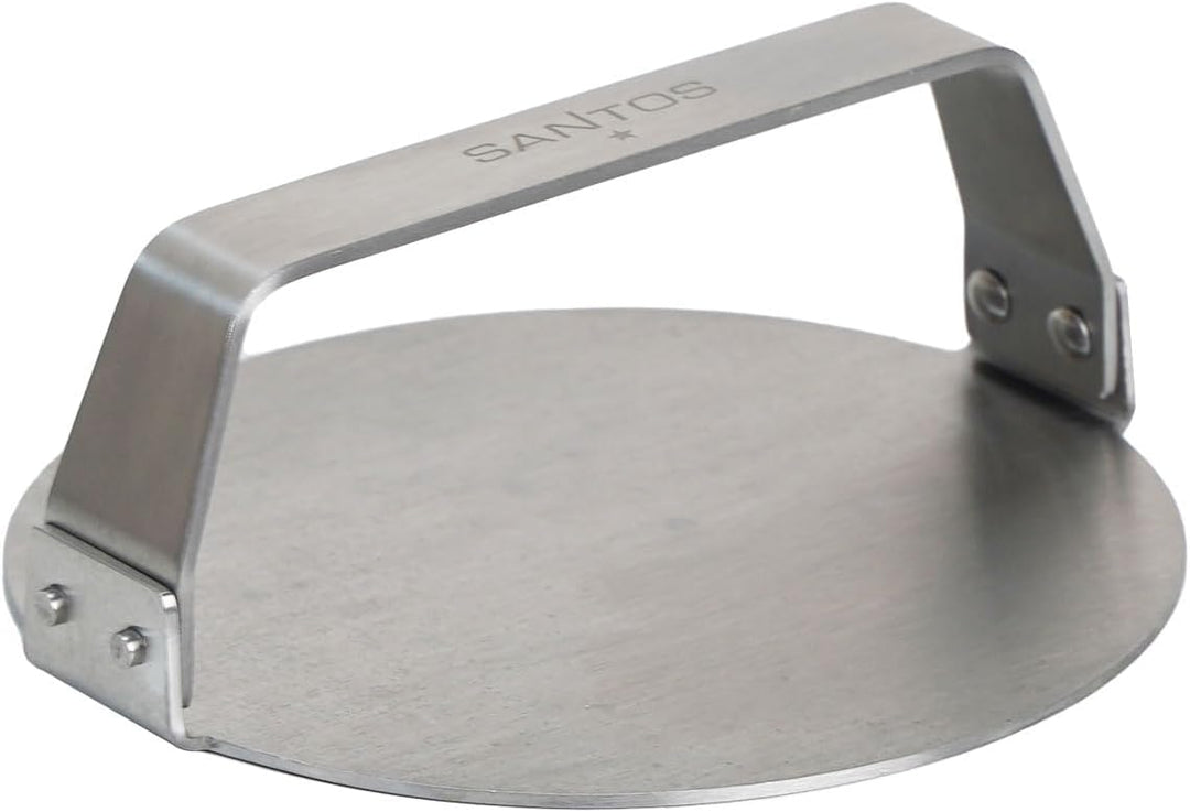 SANTOS Burger Set - 10-teilig: Edelstahl Presse, Wender, Smasher, Schmelzglocken & Spiesse für perfe