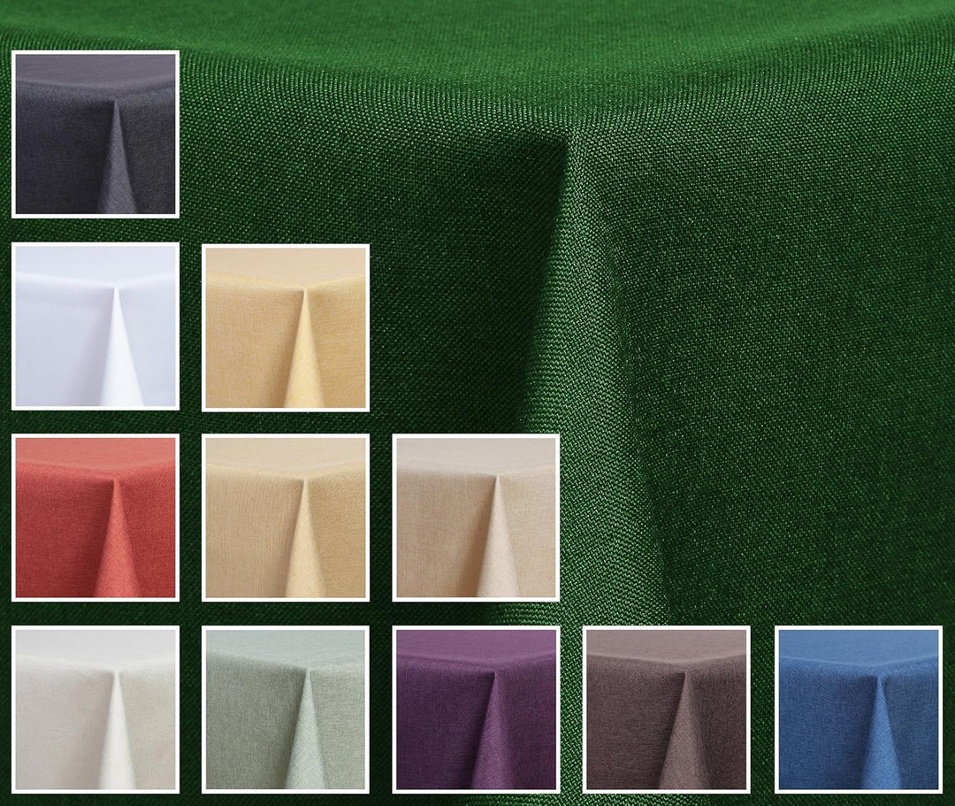 Textil Tischdecke - Leinen Optik - wasserabweisend Eckig - Farbe Grösse wählbar (Dunkelgrün, ca. 130