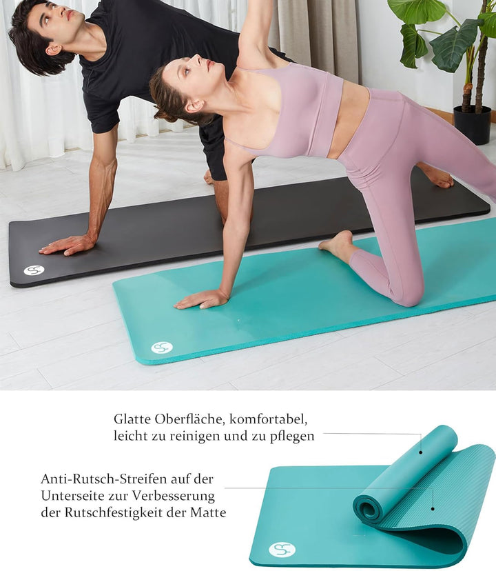 Yogamatte 2cm Extra Dick Fitness Matte 195×61cm NBR Gymnastikmatte Übungsmatte für Pilates Gym Worko