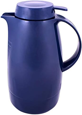 Helios Servitherm Thermoskanne Dunkelblau 1,3L – 6h Heiss - Hält Getränke heiss & kalt – Einhandbedi