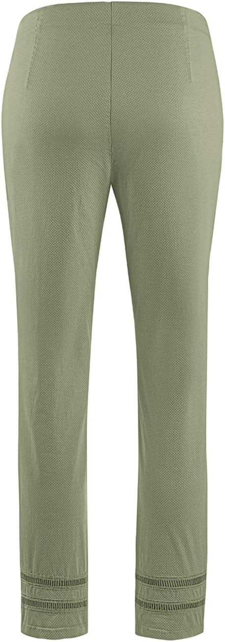 Stehmann, Capri Hose im Minimaldruck mit Hohlsaumstickerei 36 Vetiver, 36 Vetiver