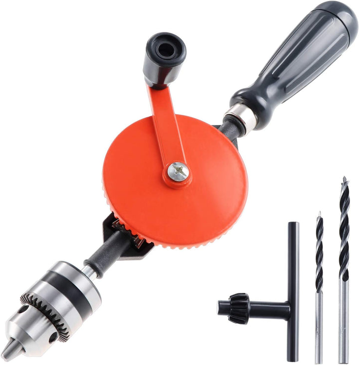 HSEAMALL Handbohrmaschine Manuelle Kurbelbohrmaschine 3/8 Zoll (1,5-10 mm) Kapazität Doppelritzel Bo