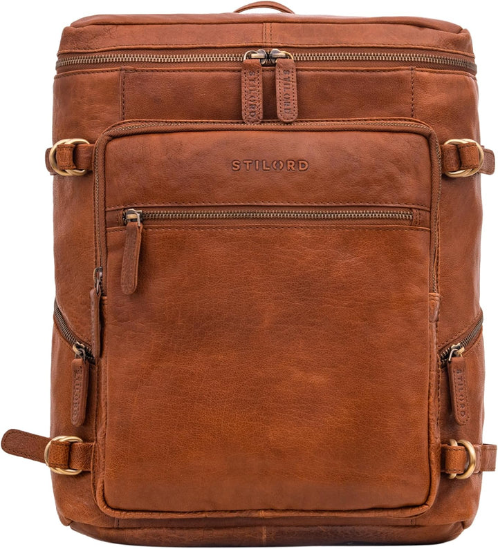 STILORD 'Alvar' Businessrucksack Herren Leder mit Laptop-Fach bis 15,6' Studenten-Rucksack Laptopruc