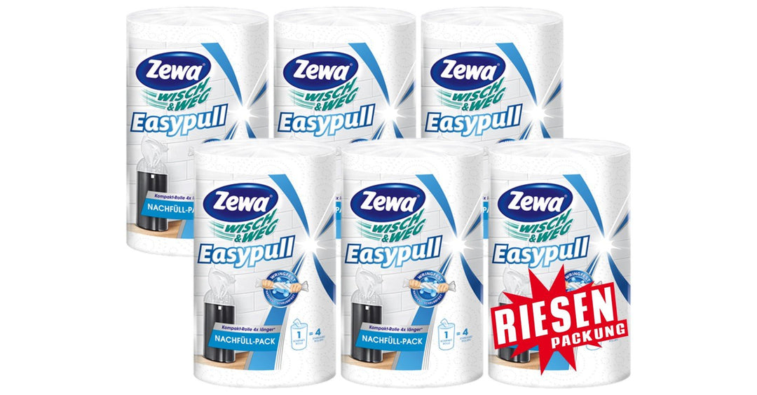 Zewa Wisch und Weg Easypull Nachfüllrolle für mobilen Papierspender, saugstarke und reissfeste Wisch