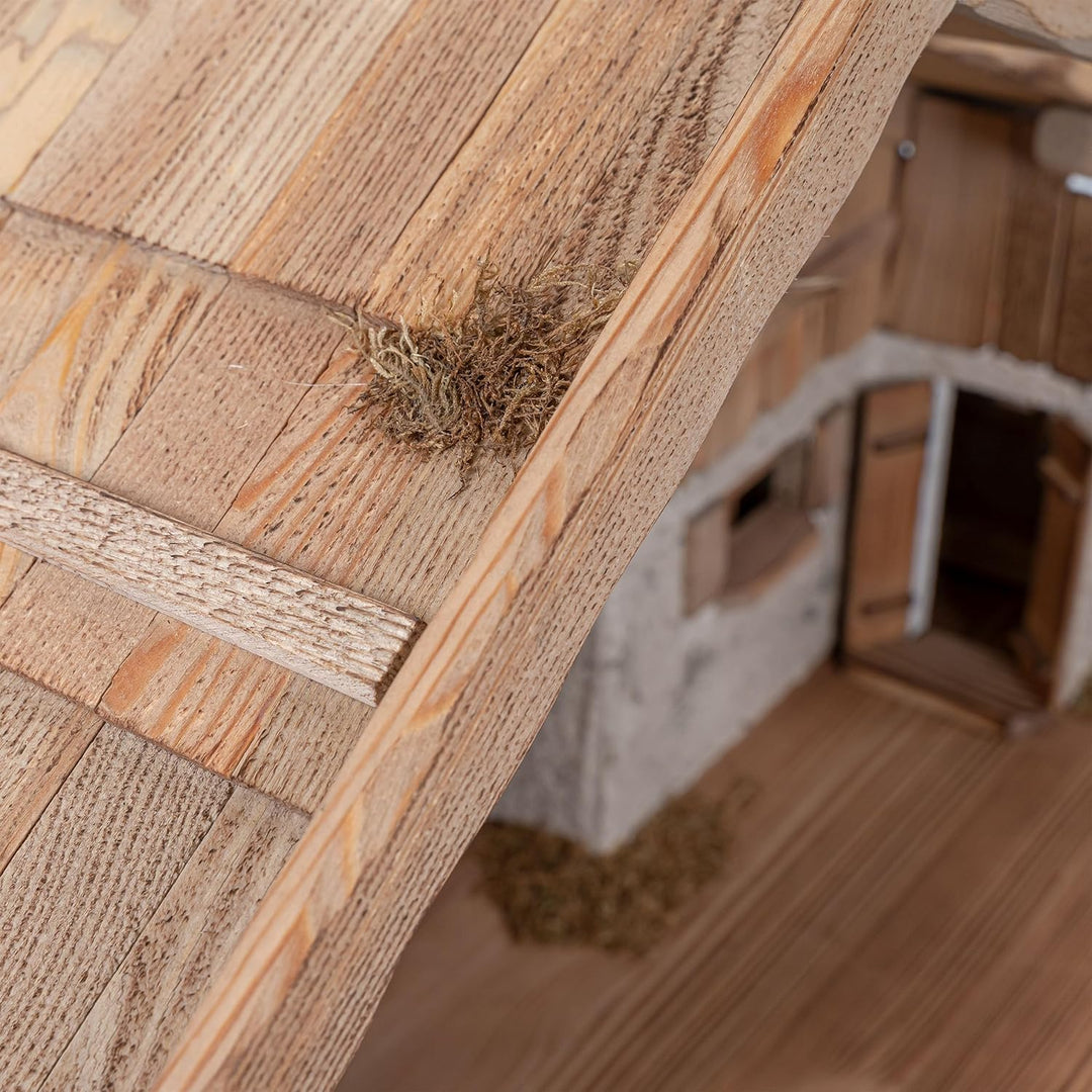 Bonetti Grosse Weihnachtskrippe | aus Holz und Gips gefertigt | mit Moos, Steinen und Stroh geschmüc