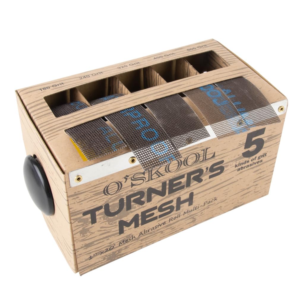 O'SKOOL Turners Mesh Schleifmittel Rolle mit Spender180,240,320,400,600,Schleifpapier 5 Rolle Mesh-A