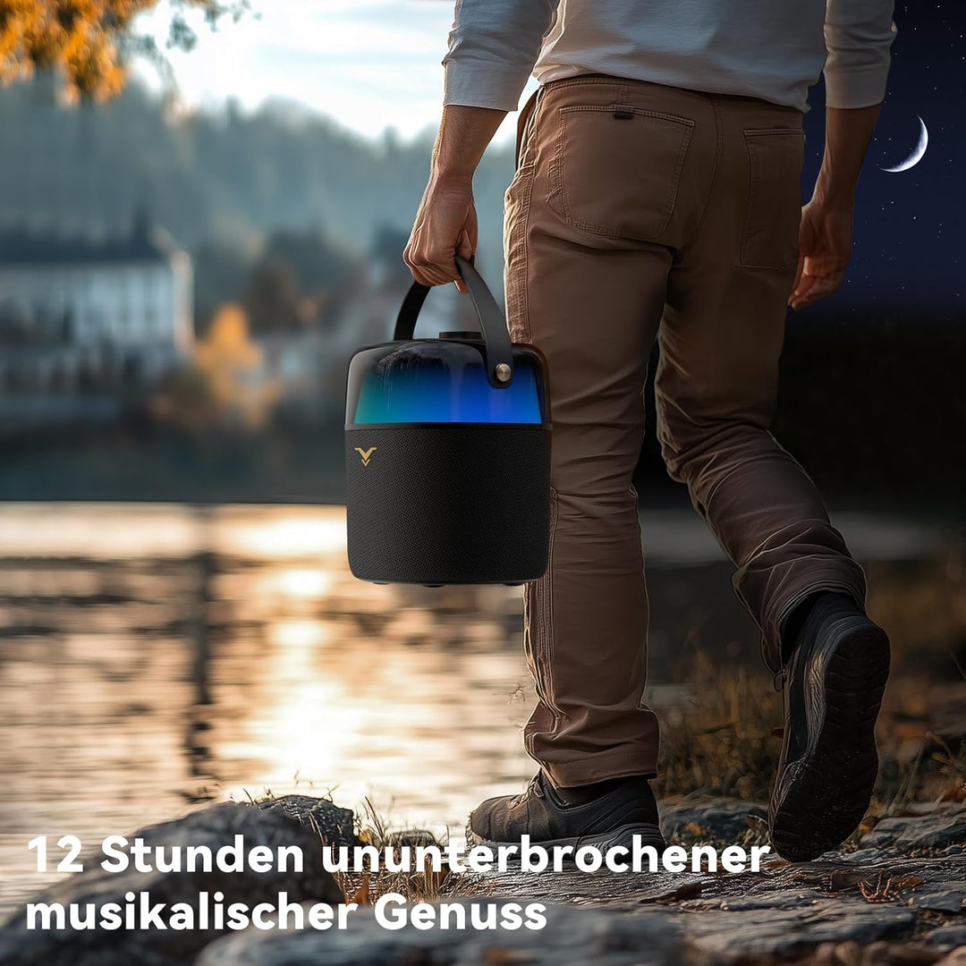 Karaoke Anlage mit 2 Mikrofonen für Erwachsene und Kinder, Tragbarer Karaoke Maschine mit RGB-Licht,