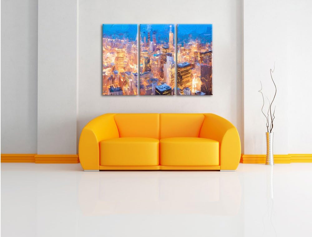 Pixxprint Luftaufnahme Chicago/Format: 3-Teiler (120x80cm) cm/Leinwandbild fertig bespannt Wandbild