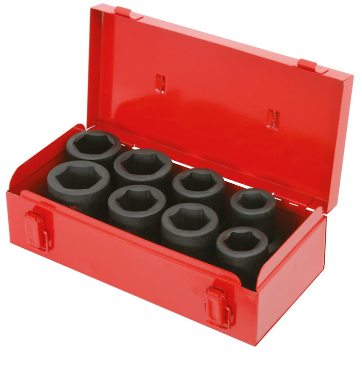 KS Tools 515.0610 1" Sechskant-Kraft-Stecknuss-Satz, kurz, 8-tlg.