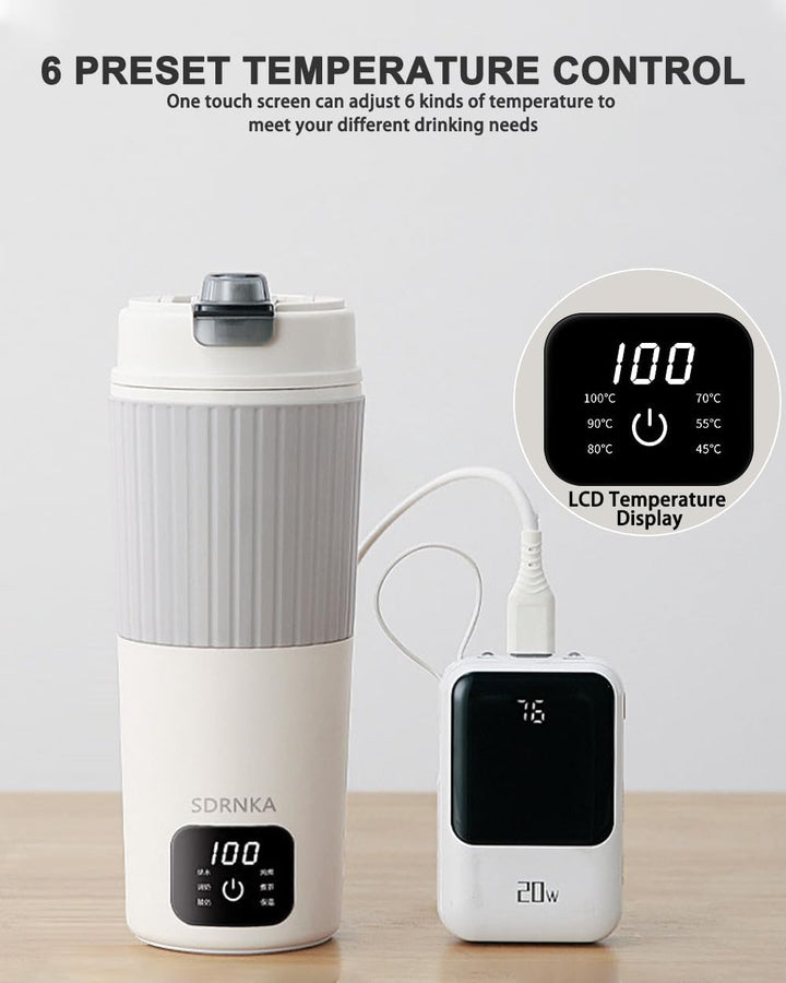 Travel Electric Kettle with Dual interface heating Europlug and USB C port, 316 Stainless Steel, 650