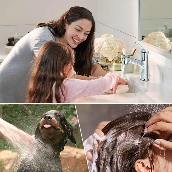 Wasserhahn Bad mit Ausziehbar Brause Waschtischarmatur Armatur Badezimmer mit 2 Strahlarten Einhebel