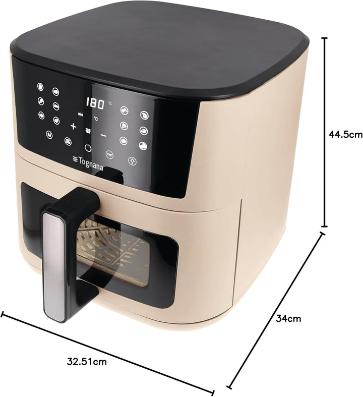 Tognana, Luftfritteuse 10L, Doppelwiderstand, Digitalanzeige, Timer, 80-200°C, Fenster, 2300W, Champ