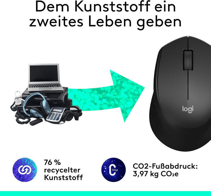 Logitech M330 SILENT PLUS Kabellose Maus, 2,4 GHz mit USB-Nano-Empfänger, 1000 DPI Optical Tracking,
