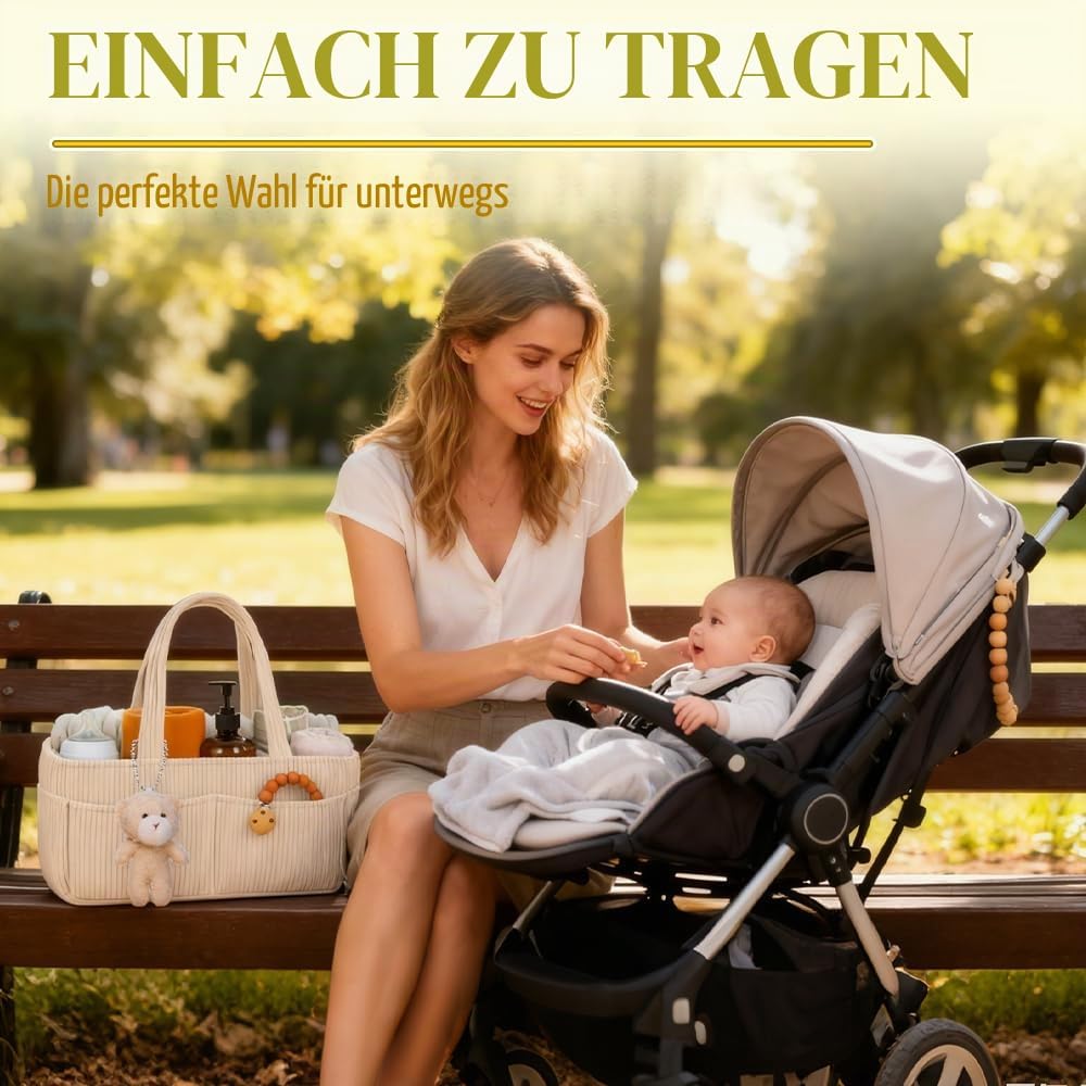 Wickeltasche Organizer, Tragbarer Wickelkorb mit Fächern &amp; Griffen, Large Wickel Organizer, Diaper C