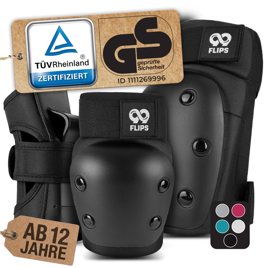 99FLIPS Inliner Schoner Erwachsene mit GS [6er Set] DIVE - M in Schwarz - Schoner Inliner Damen schü