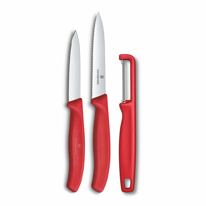 Victorinox Swiss Classic Gemüsemesser Set mit Sparschäler, Schälmesser und Tomatenmesser, 3-teilig,